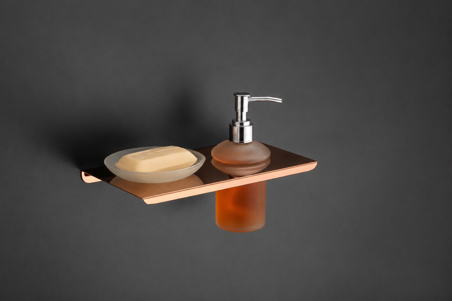 Soap Dish With Liquid Dispenser - Rose Gold
