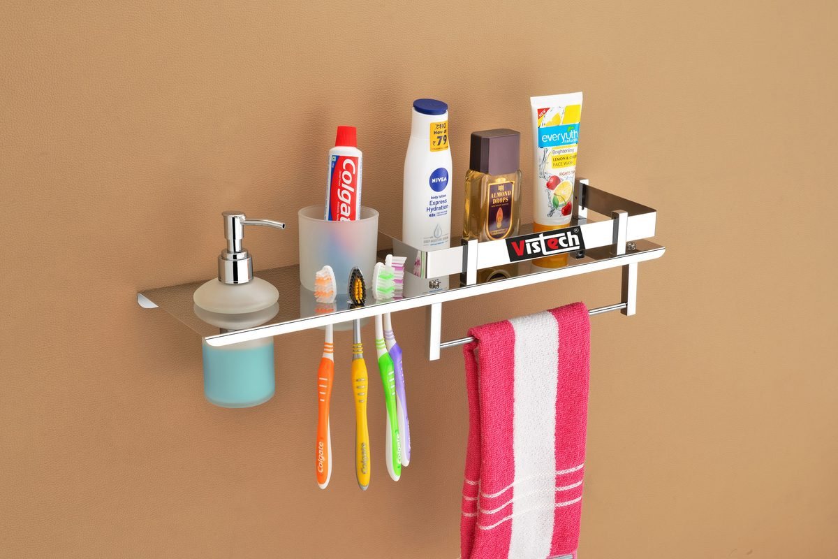Four In One - Dispenser With Tooth Brush Holder - Bath Racks & Holders | Verenza