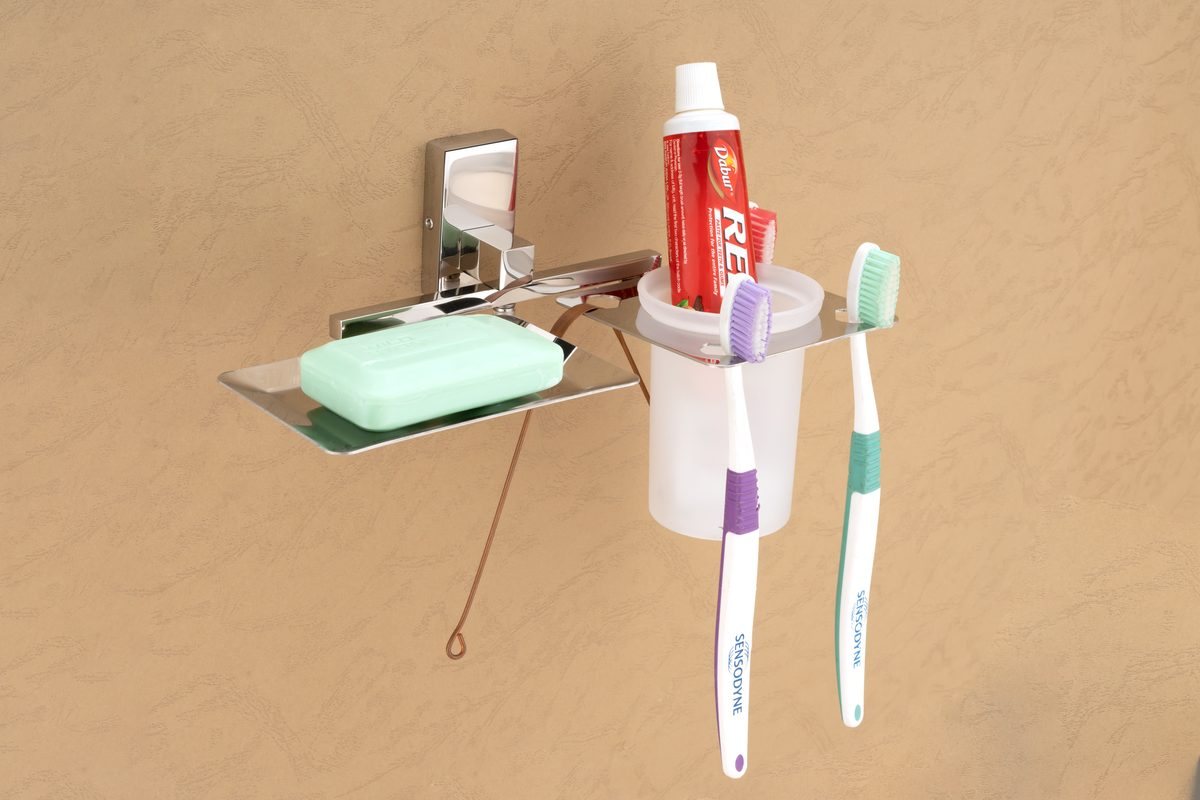 Soap Dish With Tooth Brush Holder - Designer Towel Rings | Verenza